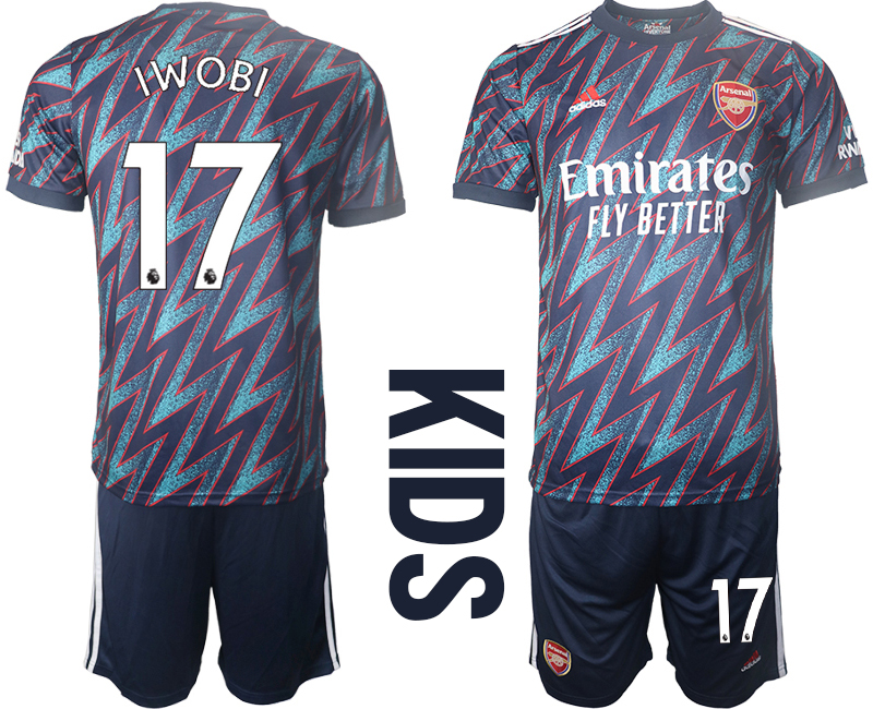 Youth 2021-2022 Club Arsenal away blue #17 Soccer Jersey->youth soccer jersey->Youth Jersey
